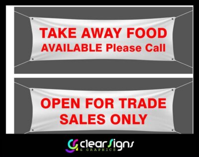 COVID 19 BANNERS - Open for Takeaways - Taking Order for Home Delivery - Open for Trade Sales Only (1)