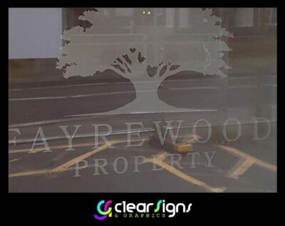 Fayrewood - Frosted Door Window Graphics - Verwood - Dorset - Manifestatios (1)