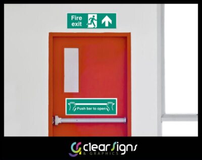 Push Bar to Open and Fire Exit Signs