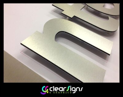 Flat Cut Brushed Stainless Steel Letters